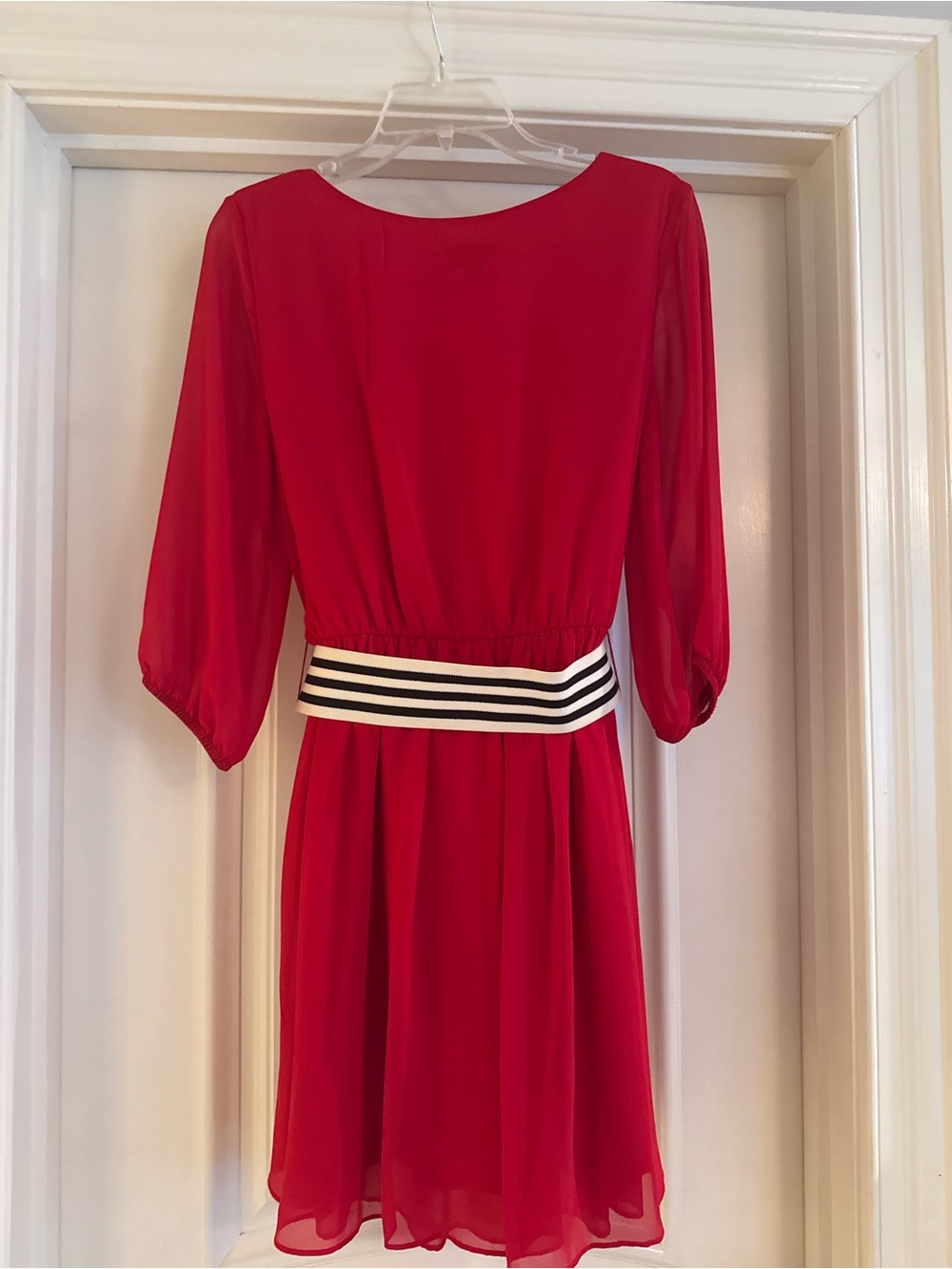 A. BYER red dress with removable striped belt - Picture 3 of 4